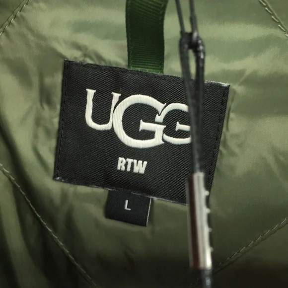 UGG Iggy Sherpa Hooded Half Zip Fleece Pull Over Jacket Olive Womens Large $198 - Picture 6 of 12